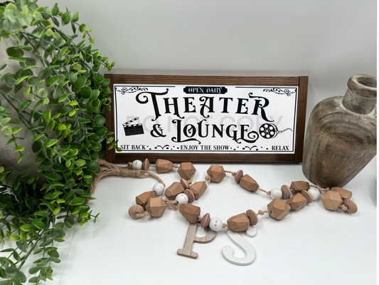 Theater- White/Thick/Kona - Wood Sign