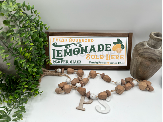 Lemonade - White/Thick/Kona - Wood Sign