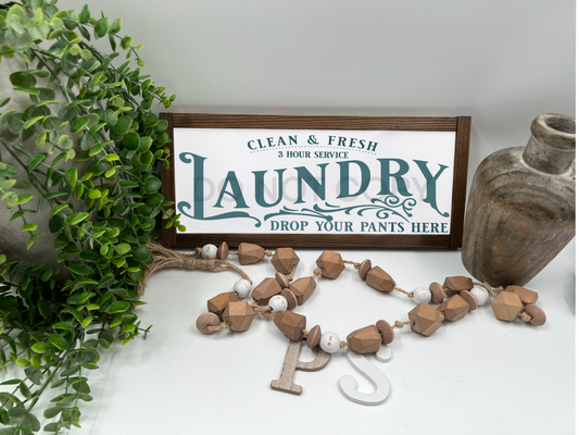 Laundry - White/Thick/Kona - Wood Sign