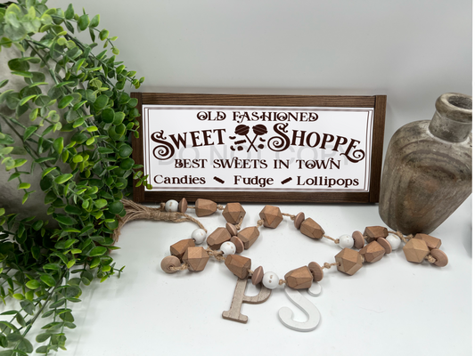 Sweet Shop - White/Thick/Kona - Wood Sign