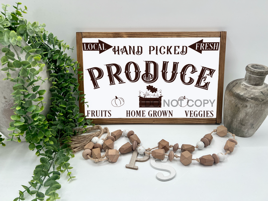 Produce -  White/Thick/E. American - Wood Sign