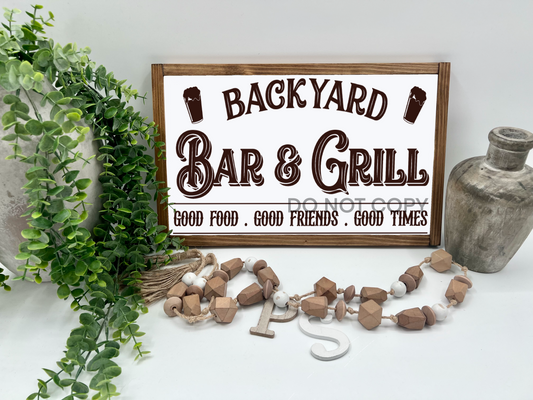 Backyard - White/Thick/Kona - Wood Sign