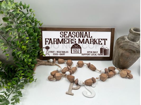 Seasonal Farmers Market   - White/Thick/Kona - Wood Sign (Copy)