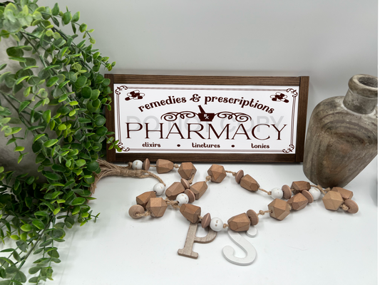 Pharmacy  - White/Thick/Kona - Wood Sign