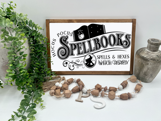 Spell Books   - White/Thick/E. Amer. - Wood Sign