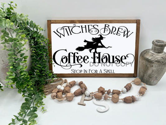 Witches Brew Coffee House    - White/Thick/E. Amer. - Wood Sign