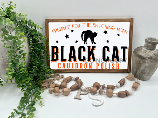 Black Cat  - White/Thick/E. Amer. - Wood Sign