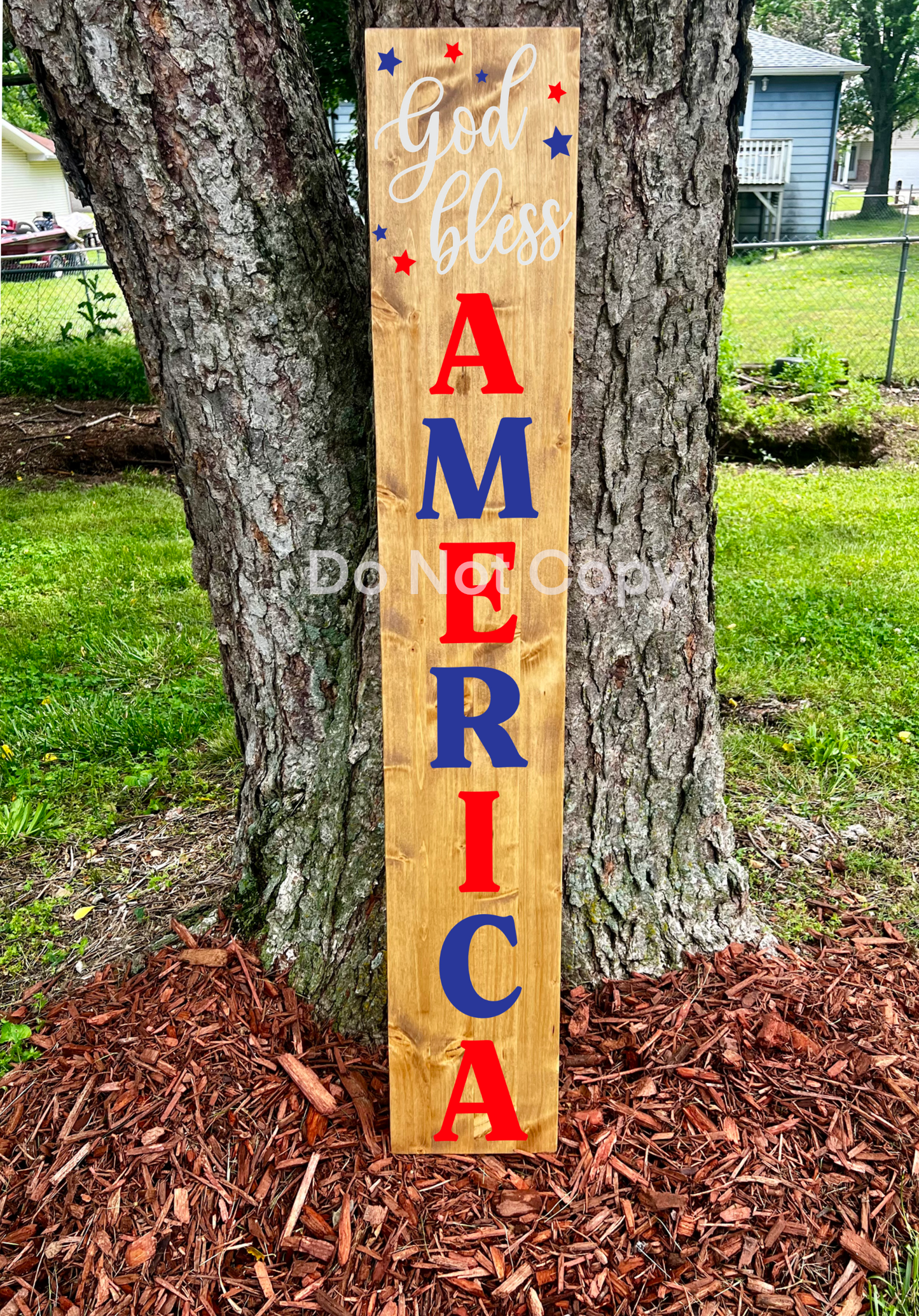 God Bless America  - Natural - Porch Sign