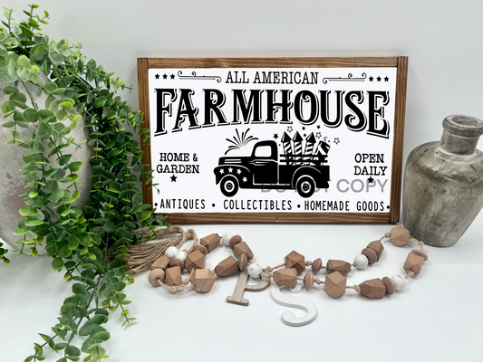 All America Farmhouse   - White/Thick/E. Amer. - Wood Sign