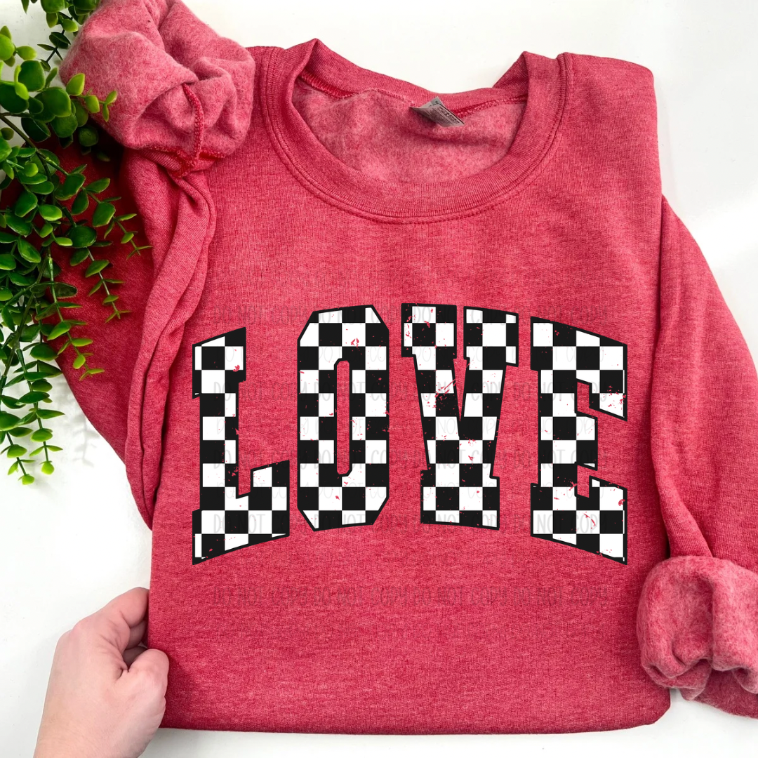 Checkered Love - Heather Scarlett Red Sweatshirt