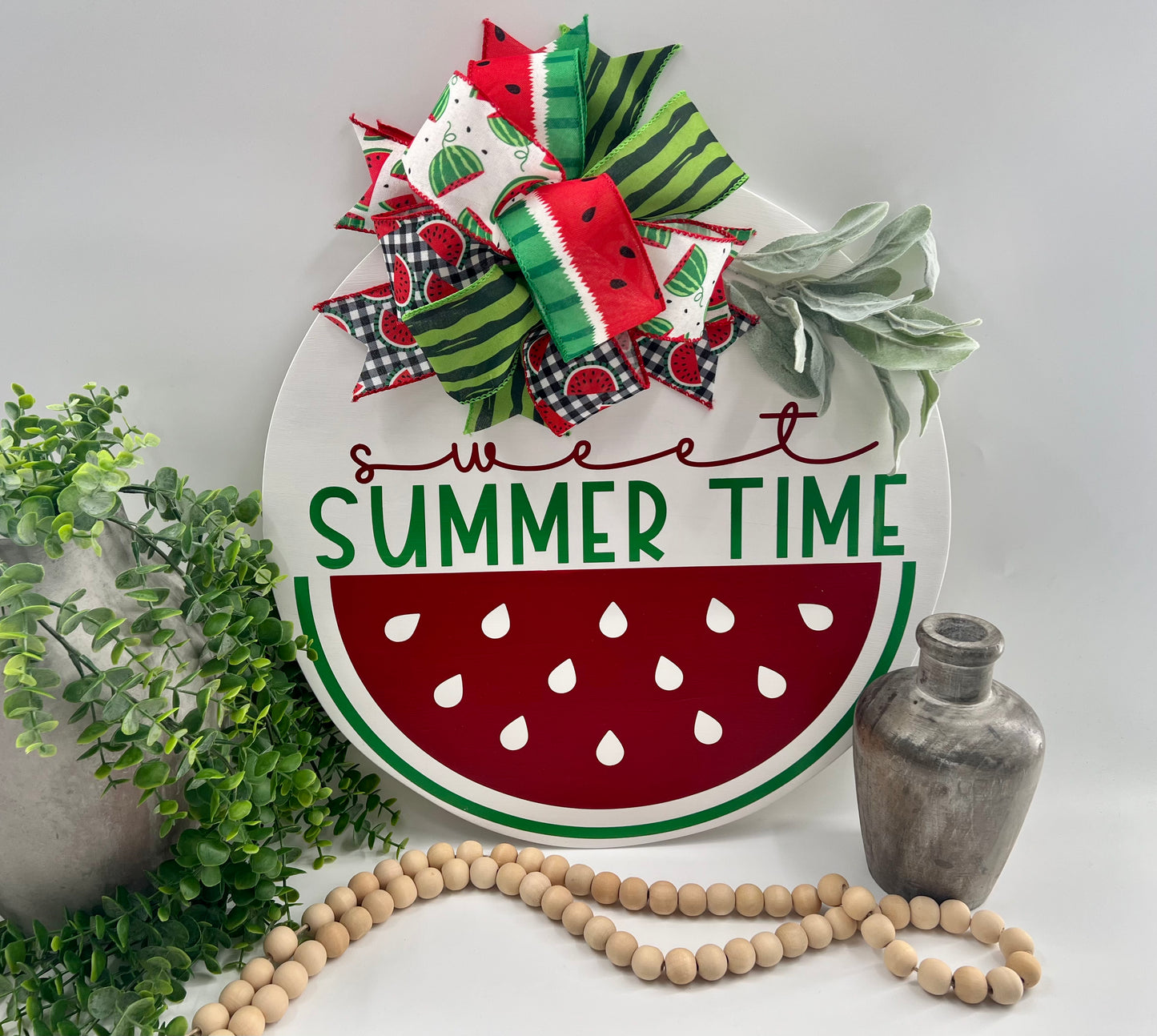 Sweet Summer Time Watermelon - White - 18” Door Hanger