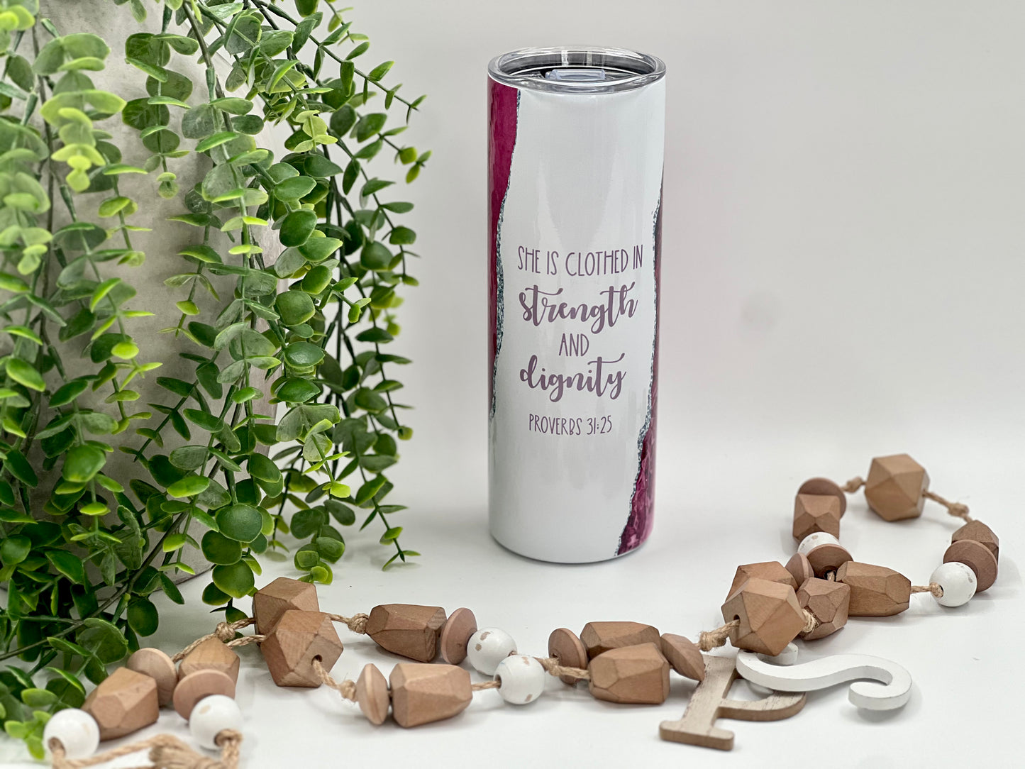 She Is Clothed In Strength Marble  - 20 oz Tumbler