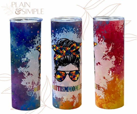 Autism Mom Life Tie Dye - 20 oz Tumbler