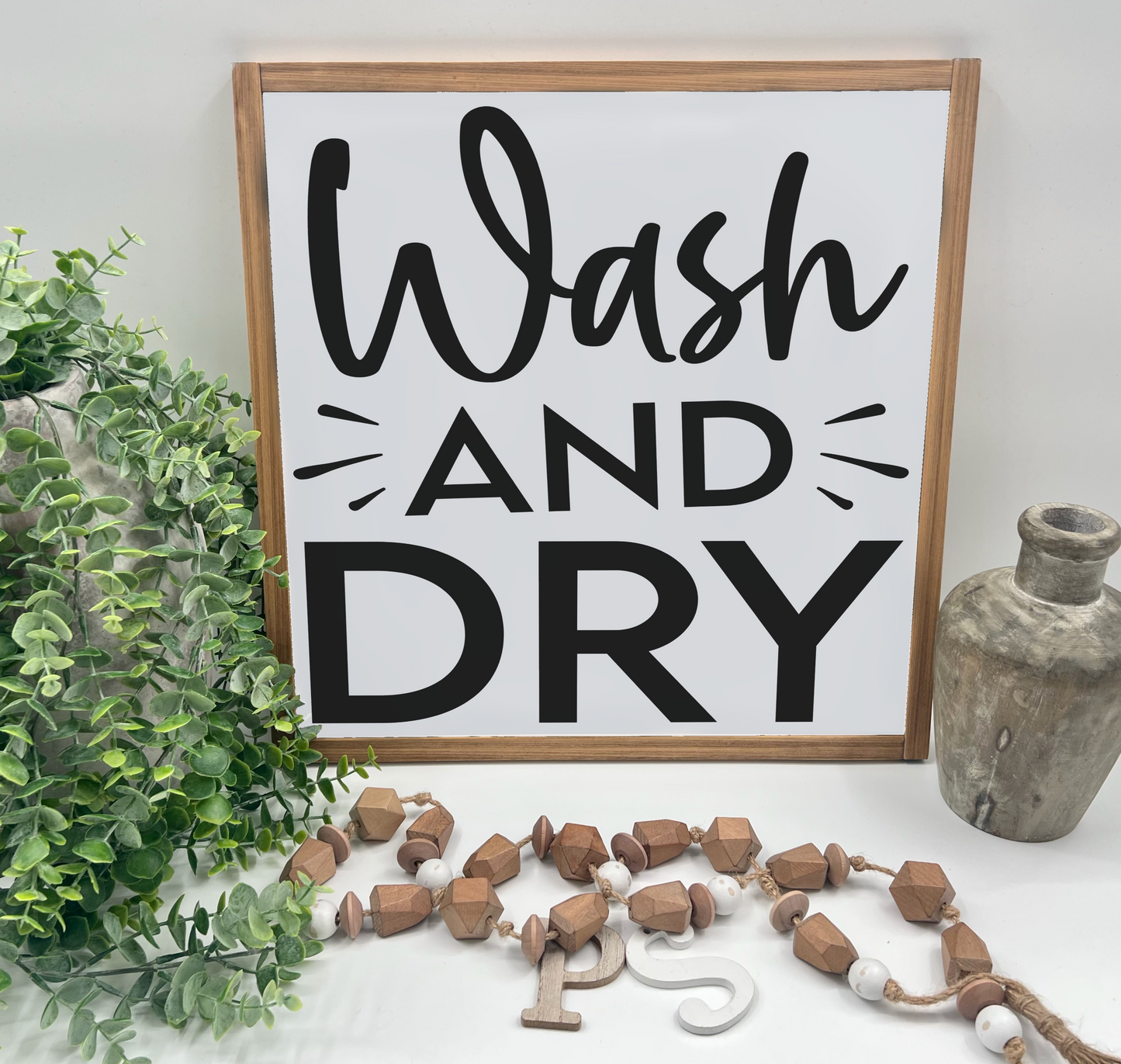 Wash And Dry - White/Thick/Natural - Wood Sign