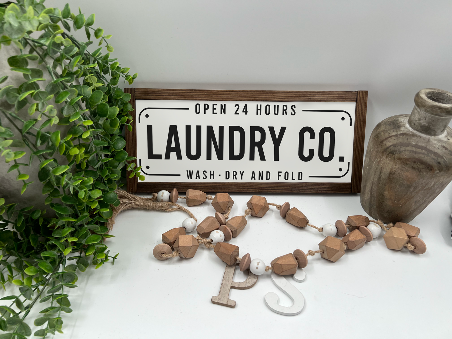 Laundry Co - White/Thick/Kona - Wood Sign