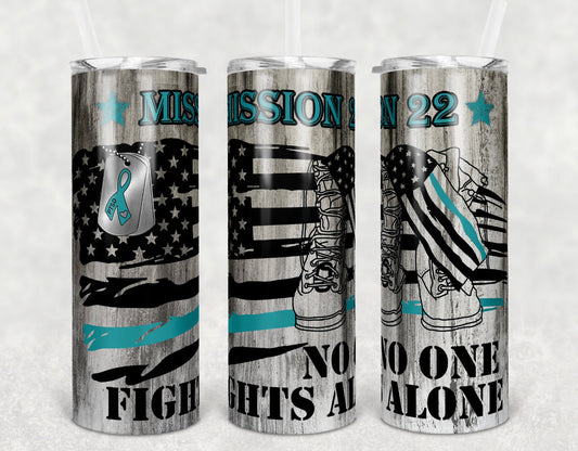 Mission 22 - Black Gray & Teal - 20 oz Tumbler