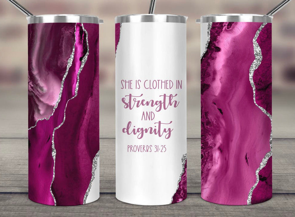 She Is Clothed In Strength Marble  - 20 oz Tumbler