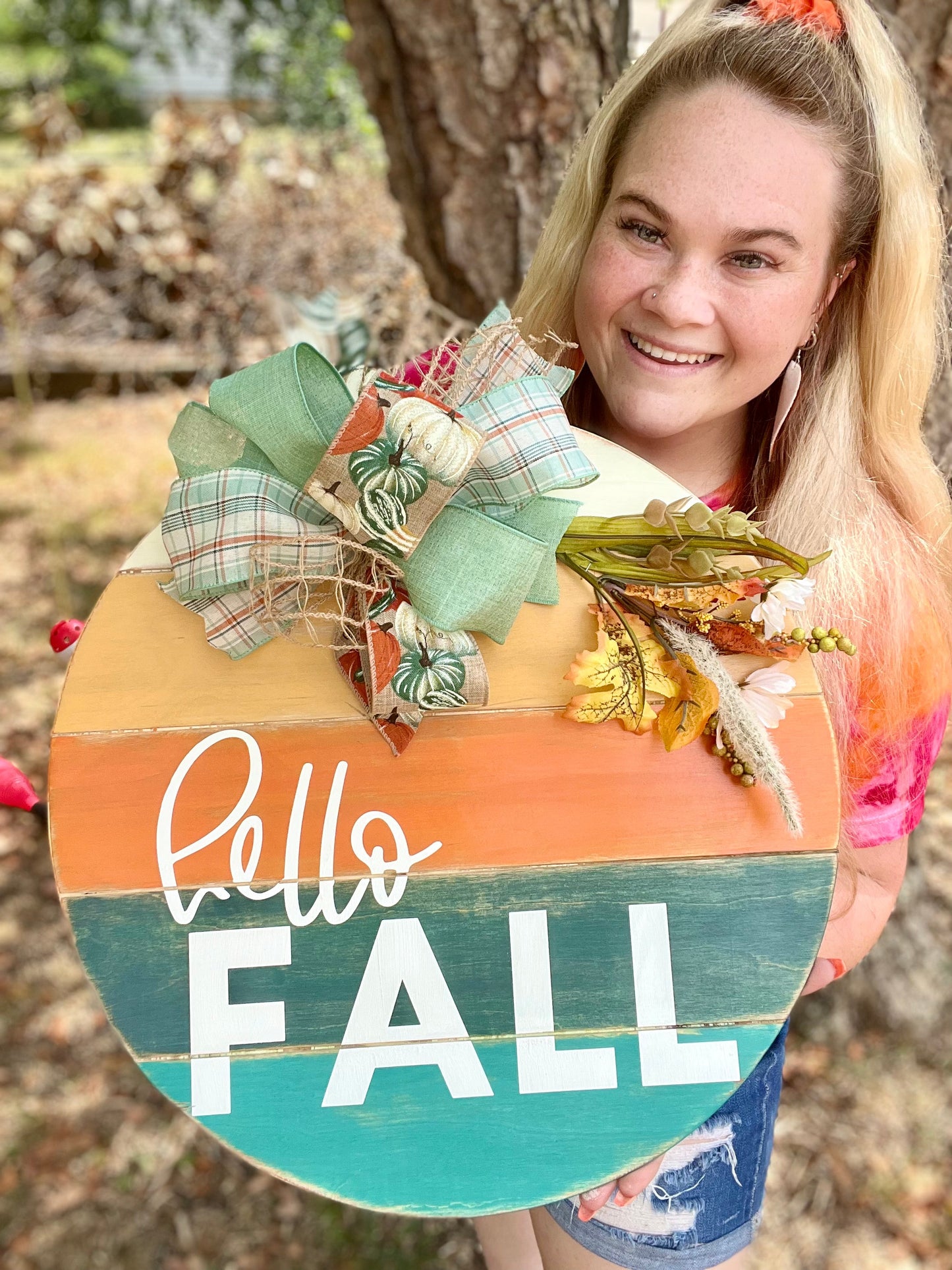 Hello Fall - 18” Faux Pallet Door Hanger