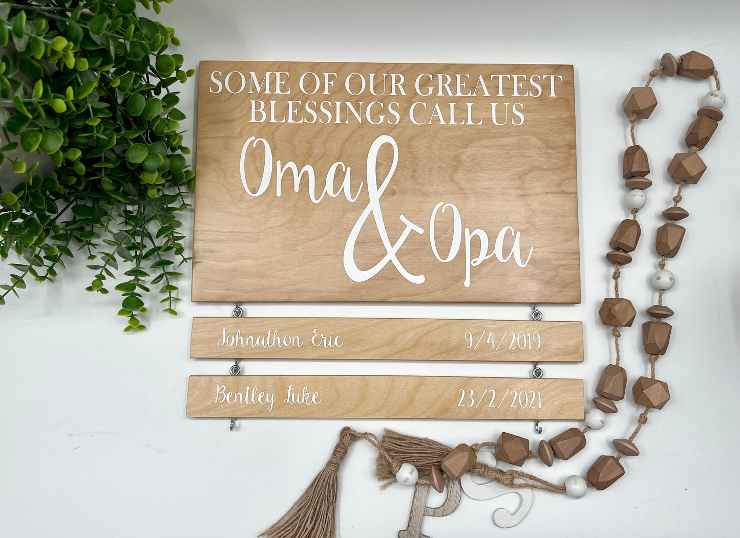 Our Greatest Blessings Call Us - Name Plates - Natural Stain - Wood Sign