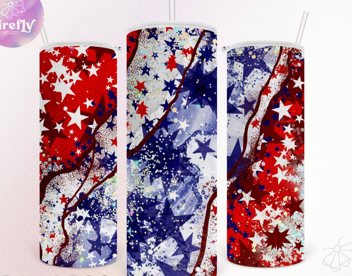 Star Americana Glitter - 20 oz Tumbler