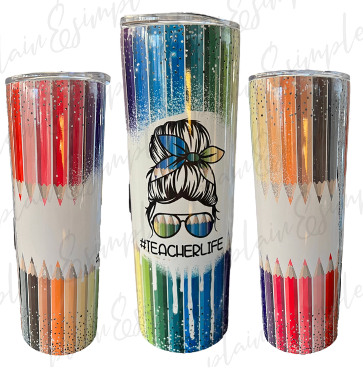 Crayon Messy Bun Teacher Life  - 20 oz Tumbler