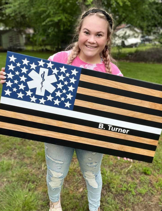 Nurse Flag - Natural - Wood Sign