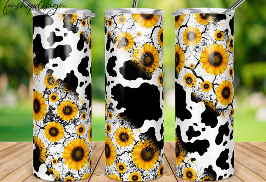 Cowprint Sunflower - 20 oz Tumbler