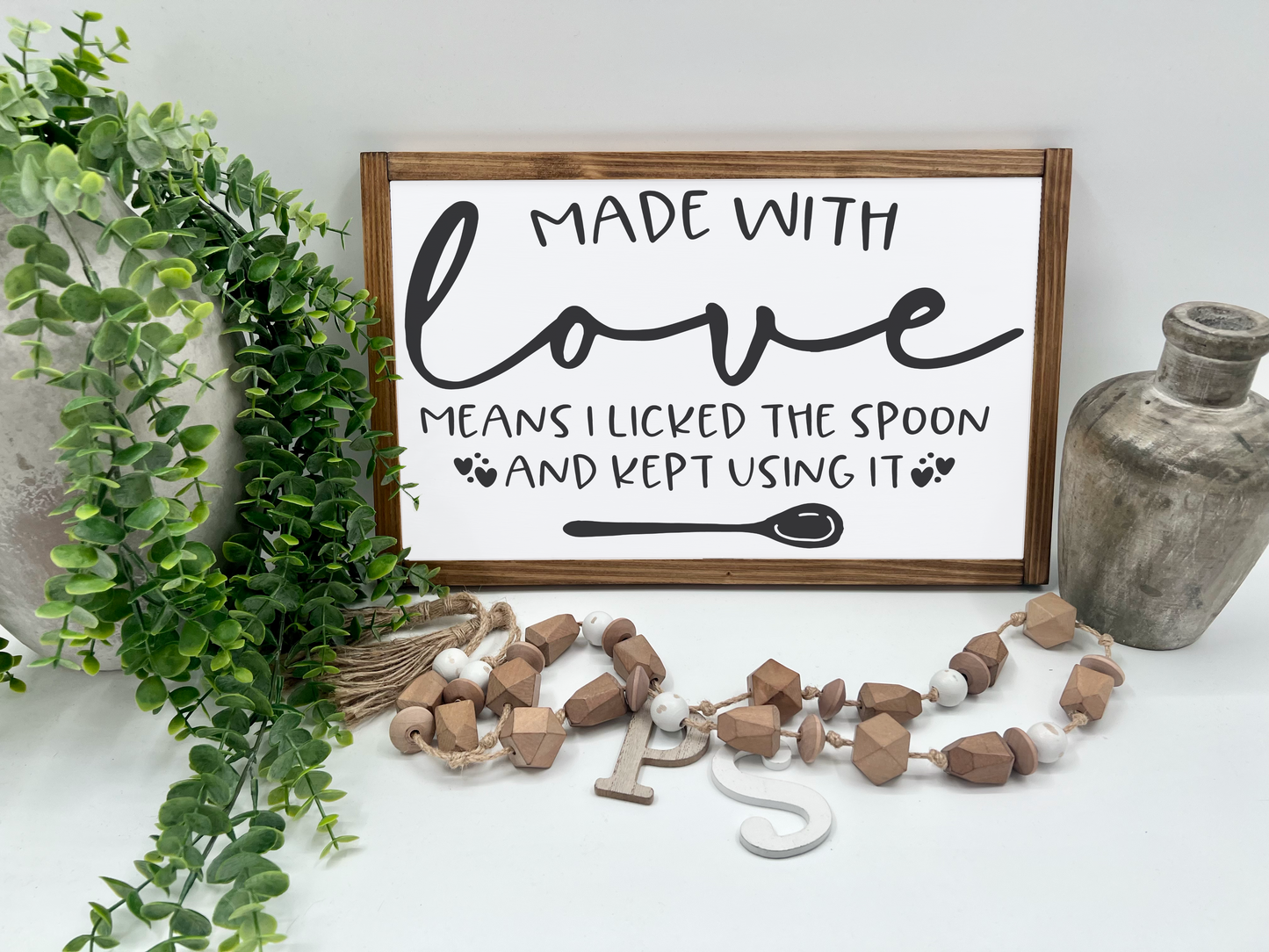 Made With Love - White/Thick/E. Amer. - Wood Sign