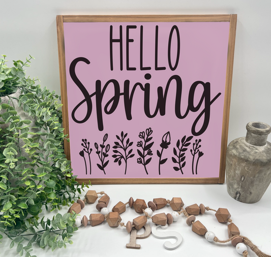 Hello Spring Wildflowers - Lilac/Thick/Early Amer. - Wood Sign