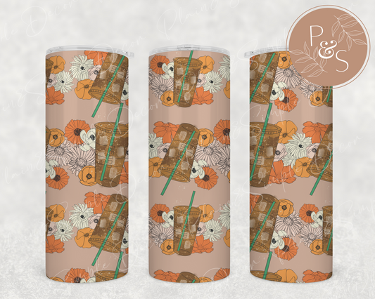 Iced Coffee Floral - 20 oz Tumbler