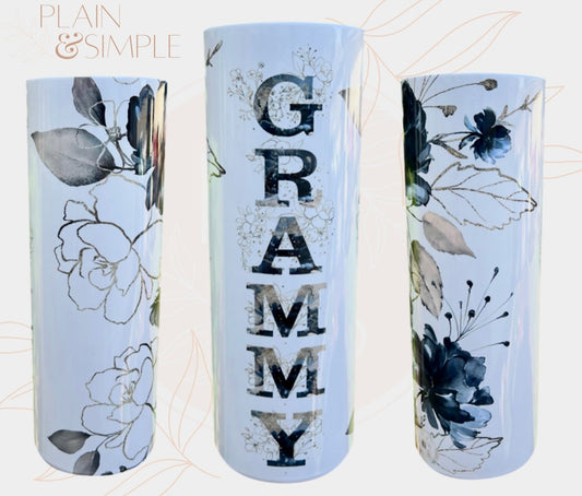 Grammy Navy Blue Gold Floral - 20 oz Tumbler