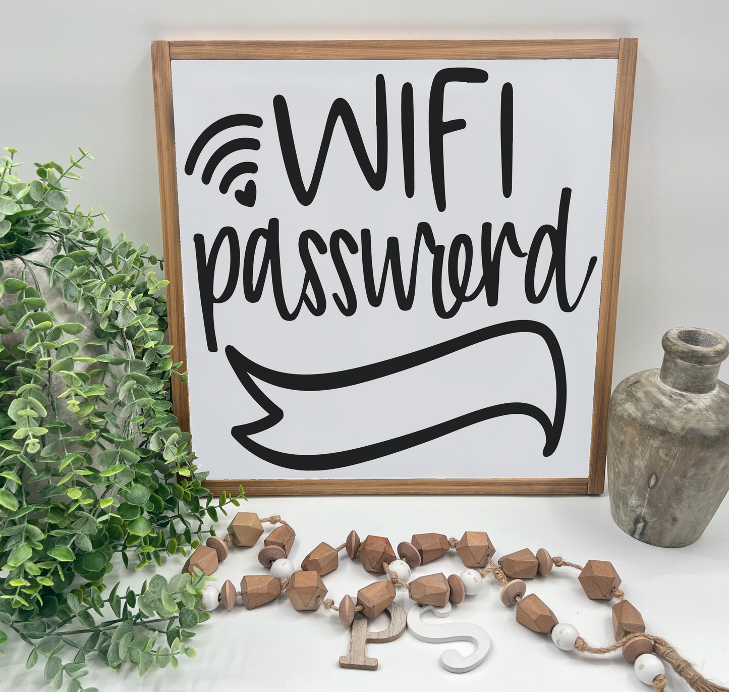 Wifi Password - White/Thick/Early Amer. - Wood Sign