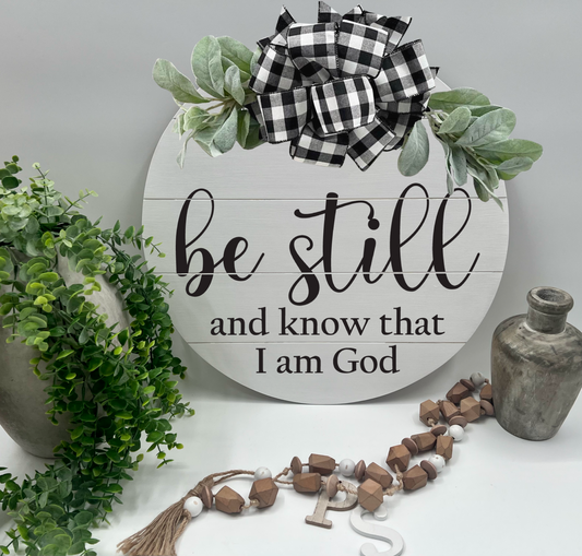Be Still And Know That I Am God - 18” White Faux Pallet Door Hanger