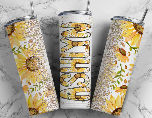 Sunflowers Western Custom Name - 20 oz Tumbler