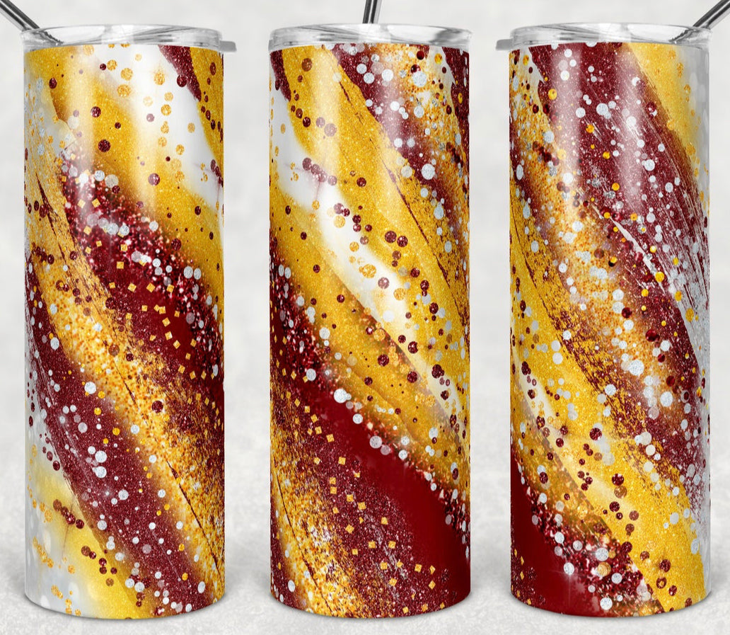 Red and Gold Glitter - 20 oz Tumbler
