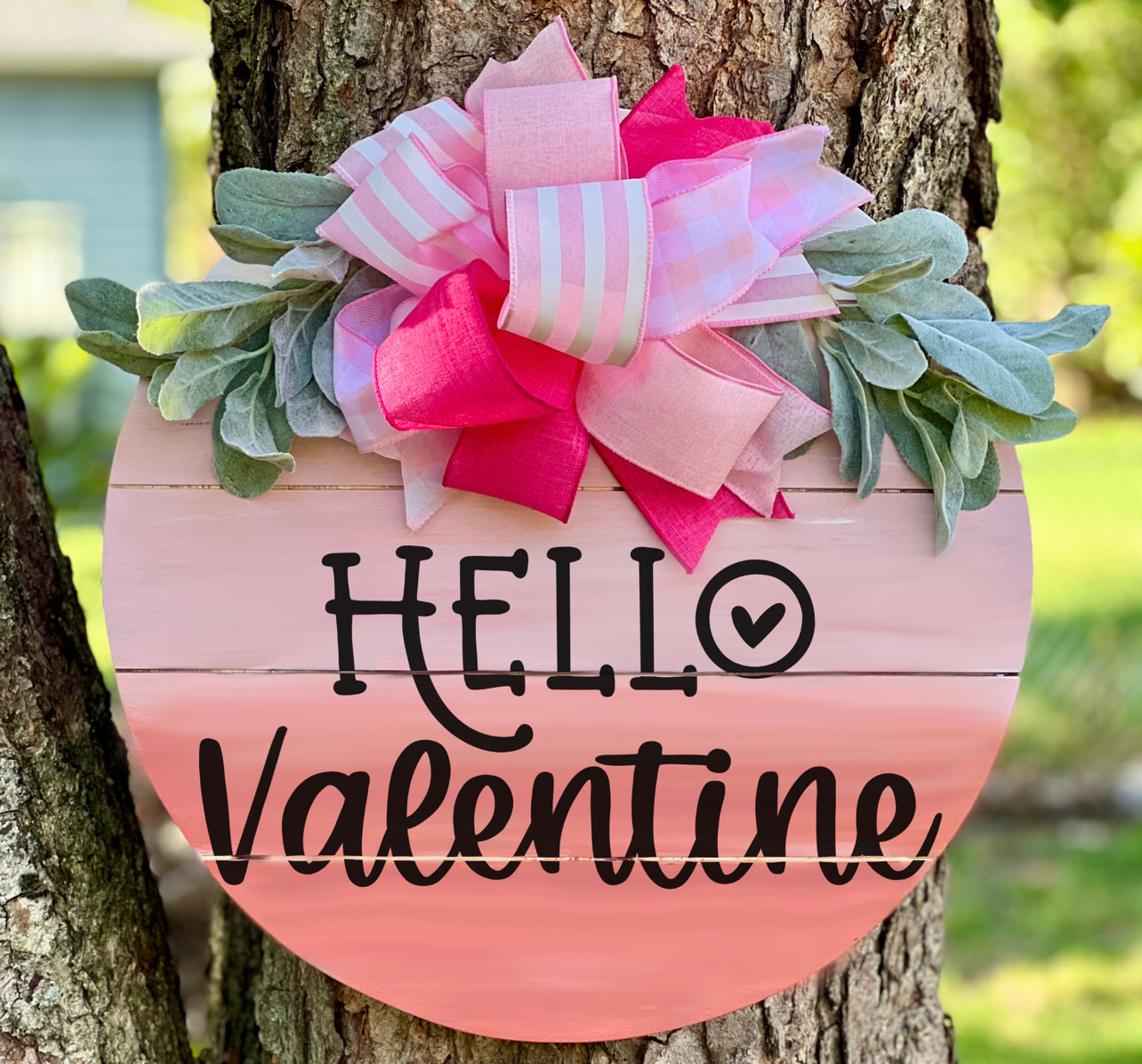 Hello Valentine - Ombre Pink - 18” Door Hanger