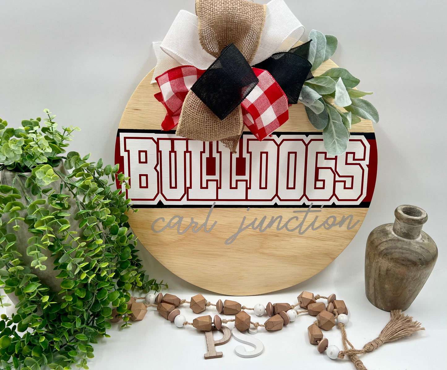 Carl Junction Bulldogs - 18” Natural Door Hanger