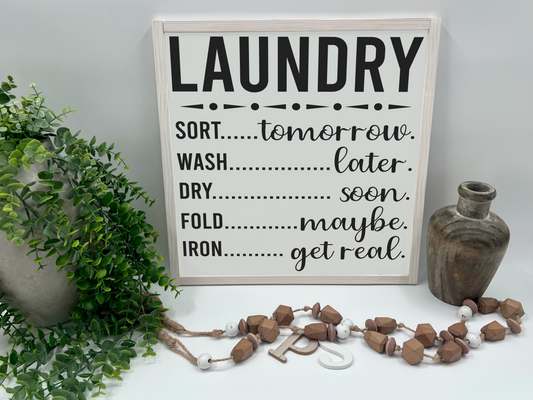 Laundry - White/Thick/White Wash - Wood Sign